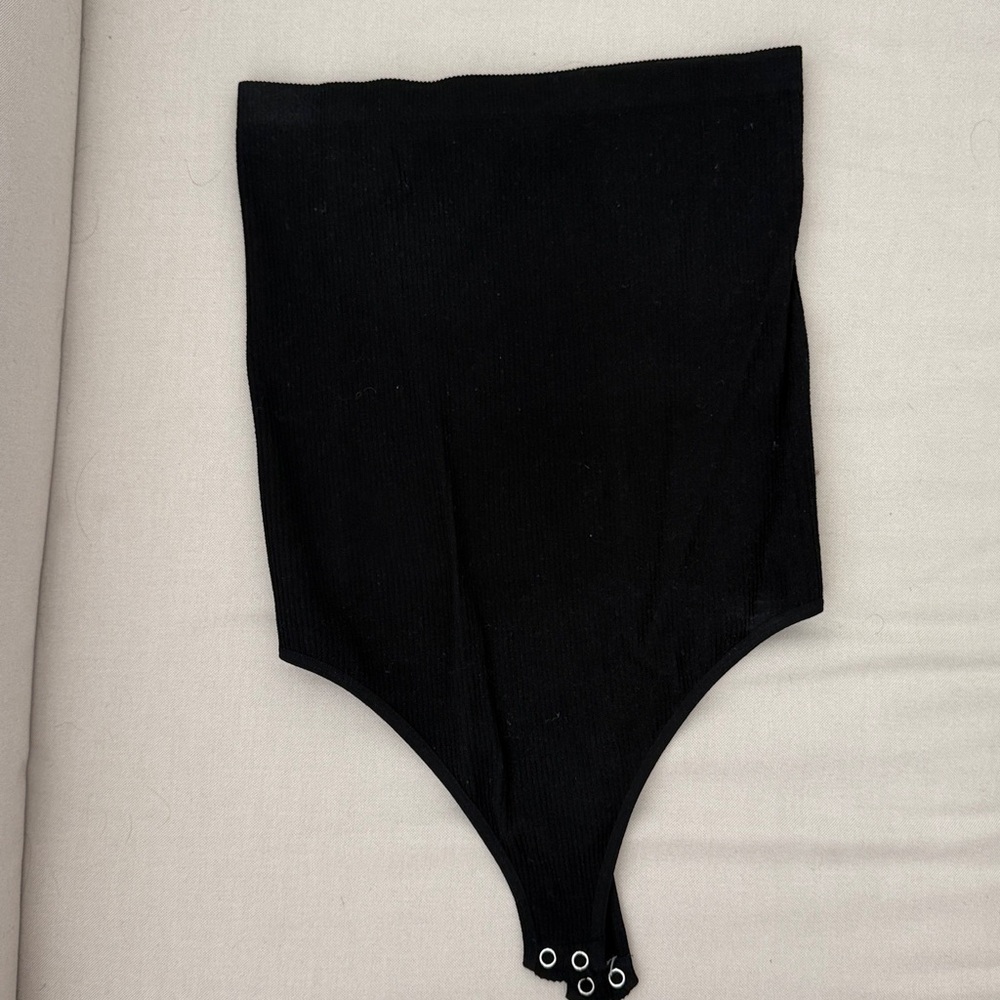 Forever 21 Black Ribbed Strapless Bodysuit